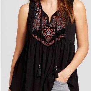 Knox Rose  Floral Embroidered Boho Tank Top Blouse